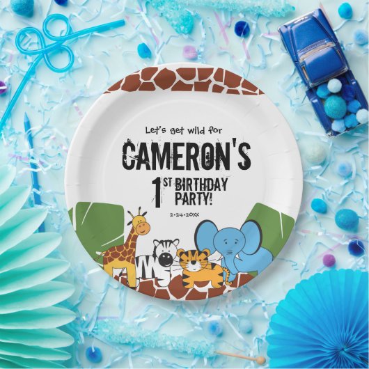 1パーソナライズされた歳の誕生日サファリパーティー ペーパープレート (パーティー)