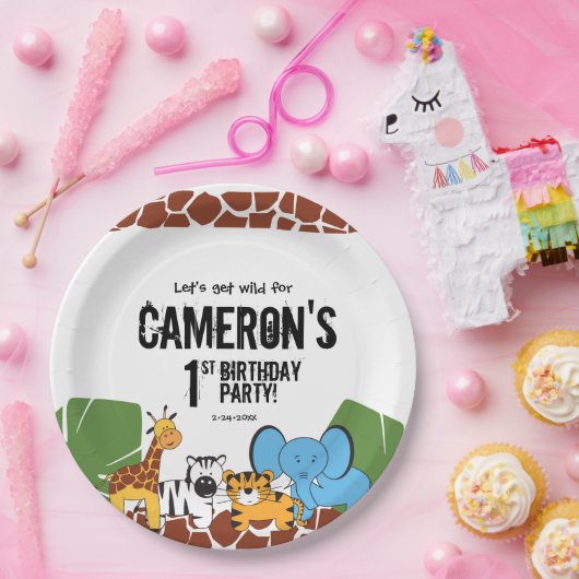 1パーソナライズされた歳の誕生日サファリパーティー ペーパープレート (パーティー)