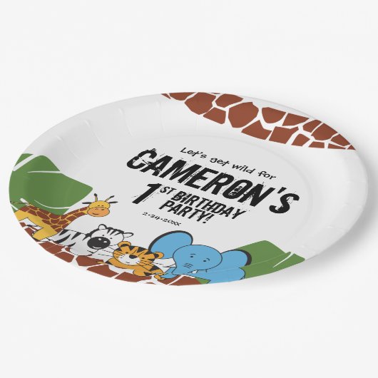 1パーソナライズされた歳の誕生日サファリパーティー ペーパープレート (アングル)