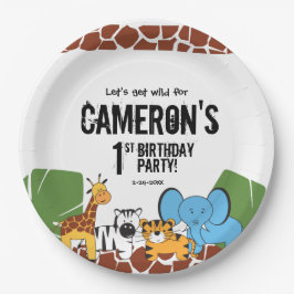 1パーソナライズされた歳の誕生日サファリパーティー ペーパープレート