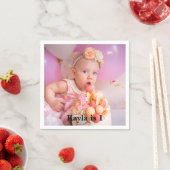 1パーソナライズされた歳モダンの誕生日の写真 スタンダードカクテルナプキン (インサイチュ)