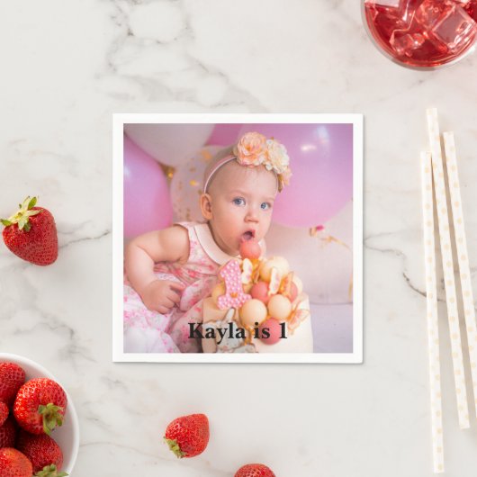 1パーソナライズされた歳モダンの誕生日の写真 スタンダードカクテルナプキン (インサイチュ)