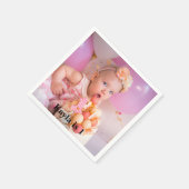 1パーソナライズされた歳モダンの誕生日の写真 スタンダードカクテルナプキン (角)