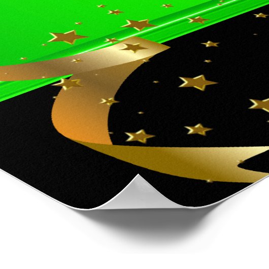 1ビッグバナーバースデーパーティーお祝いライムグリーン ポスター (角)