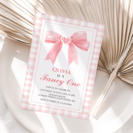 1ピンクボウファンシーコケ名門私立校風のット誕生日1日 招待状