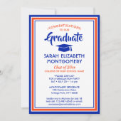 1フォトエレガントおめでとうオレンジ&ブルー卒業 招待状 (正面)