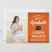 1フォトオモダンレンジホワイトとブラック卒業 案内状 (正面)