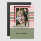 1フォトカスタム文字グリーンピンク磁気カード マグネット招待状 (正面/裏面)