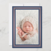 1フォトガールバプティスネイビーブルーとピンクローズ金ゴールド 招待状 (裏面)