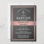 1フォトガールバプテスチャルボードとピンクローズ金ゴールド 招待状 (正面)