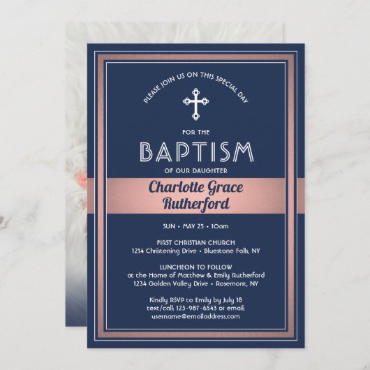 1フォトガールバプテスマ招待状誕生発表 招待状 (正面/裏面)