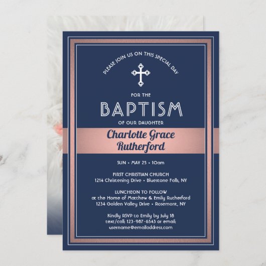 1フォトガールバプテスマ招待状誕生発表 招待状 (正面/裏面)