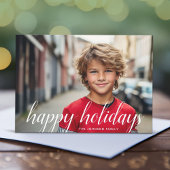 1フォトクリスマススクリプトホワイトダマスクハッピー シーズンカード