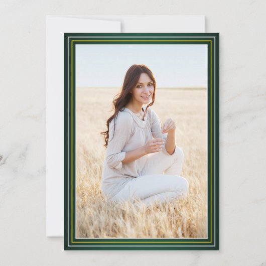 1フォトグエレガントリーン金ゴールドイエローホワイト卒業 招待状 (裏面)