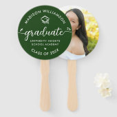 1フォトグリーン卒業スクリプトモダンハートキャップ ハンドファン (正面&裏面)