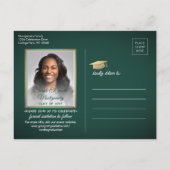 1フォトグリーン金ゴールドホワイト卒業データ保存日 案内ポストカード (裏面)