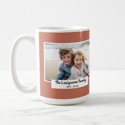 1フォトコラージュのファミリー名無地の – カラーバック コーヒーマグカップ (左)