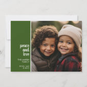 1フォトコラージュミニマルクリスマスグリーン平和の愛 シーズンカード (正面)