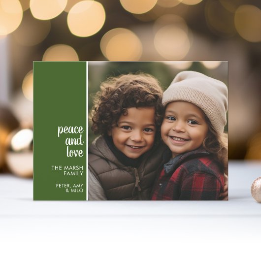 1フォトコラージュミニマルクリスマスグリーン平和の愛 シーズンカード