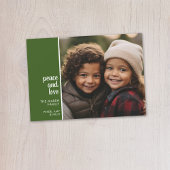 1フォトコラージュミニマルクリスマスグリーン平和の愛 シーズンカード