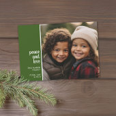 1フォトコラージュミニマルクリスマスグリーン平和の愛 シーズンカード