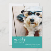 1フォトコラージュミニマルメリークリスマス – 青 シーズンカード (正面)