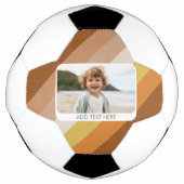 1フォトコラージュ – 文字-レトロストライプの暖色 サッカーボール (正面)