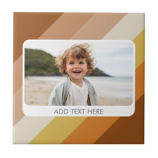 1フォトコラージュ – 文字-レトロストライプの暖色 タイル (正面)