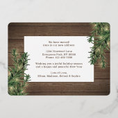 1フォトニューホーム素朴ウッド、松&ストリングライト 箔シーズンカード (裏面)