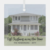 1フォトニューホーム1stクリスマスシンプルブラックスクリップ ガラスオーナメント (正面)