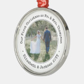 1フォトニューリウェッド初めてのクリスマス白黒 メタルオーナメント (左)