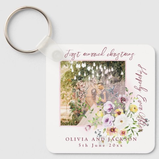 1フォトニューリウェッド1st結婚したクリスマスピンク文字 キーホルダー (正面)