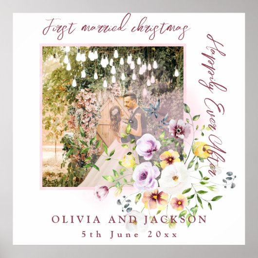 1フォトニューリウェッド1st結婚したクリスマスピンク文字 ポスター (正面)