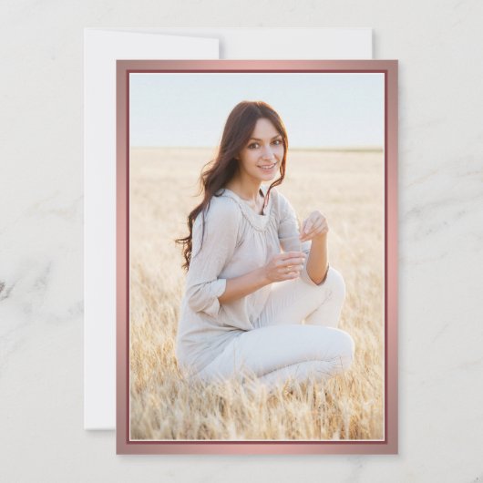 1フォトバーエレガントガンディとピンクのグラデーション卒業 招待状 (裏面)