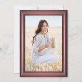 1フォトバーチャル卒業バーガンディーピンクローズ金ゴールド 招待状 (裏面)