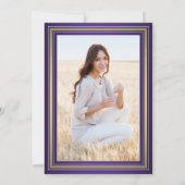 1フォトバーチャル卒業パーティパープル金ゴールドホワイト 招待状 (裏面)