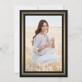 1フォトバーチャル卒業パーティブラックと金ゴールド 招待状 (裏面)