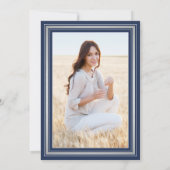 1フォトバーチャル卒業海軍ブルーホワイトシルバー 招待状 (裏面)