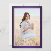 1フォトパープルエレガント金ゴールドイエロー卒業 招待状 (裏面)