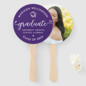 1フォトパープル卒業スクリプトモダンハートキャップ ハンドファン (正面&裏面)