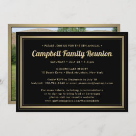 1フォトファミリーエレガント懇親会ブラックと金ゴールド 招待状