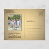 1フォトファミリー懇親会保存の日付ブラック&金ゴールド 案内ポストカード (裏面)