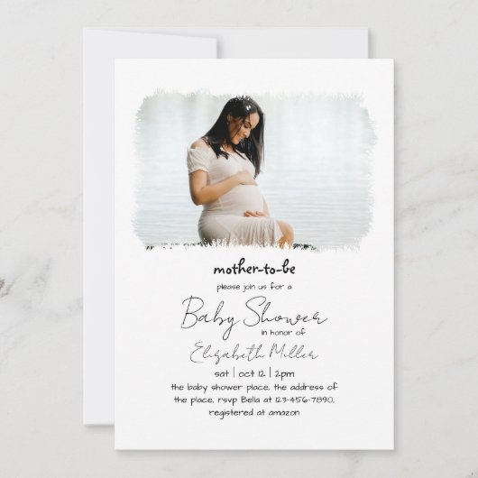 1フォトフレームオーバーレイ男女兼用ベビーシャワー 招待状 (正面)