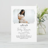 1フォトフレームオーバーレイ男女兼用ベビーシャワー 招待状 (スタンド正面)