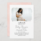 1フォトフレームオーバーレイ男女兼用ベビーシャワー 招待状 (正面/裏面)