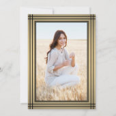 1フォトブラックと金ゴールドフォイルフェイクの卒業モダン期間 招待状 (裏面)