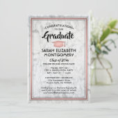 1フォトマーブルエレガント&ピンクローズ金ゴールド卒業 招待状 (スタンド正面)