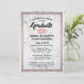 1フォトマーブルエレガント&ピンクローズ金ゴールド卒業 招待状 (スタンド正面)