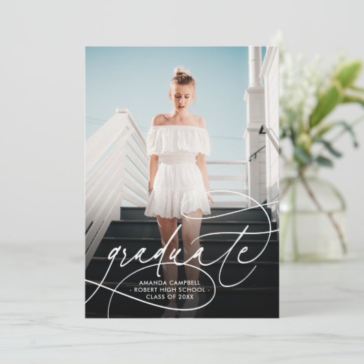 1フォトミニマモダンリストエレガントの卒業パーティー 招待状 (スタンド正面)