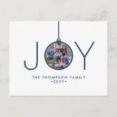 1フォトミニマモダンリストネイビーブルージョイオーナメント シーズンポストカード (正面)